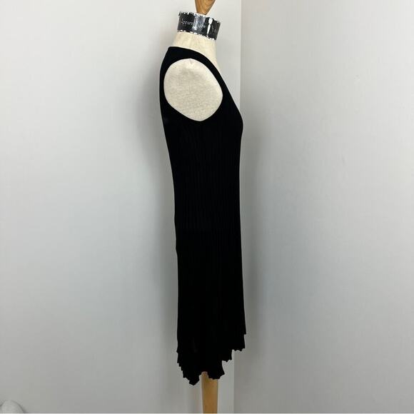 YUKA Little Black Ribbed Sleeveless Sheer Dress size Large (254) - Picture 3 of 7